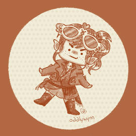 A character wearing chicken shaped sunglasses.